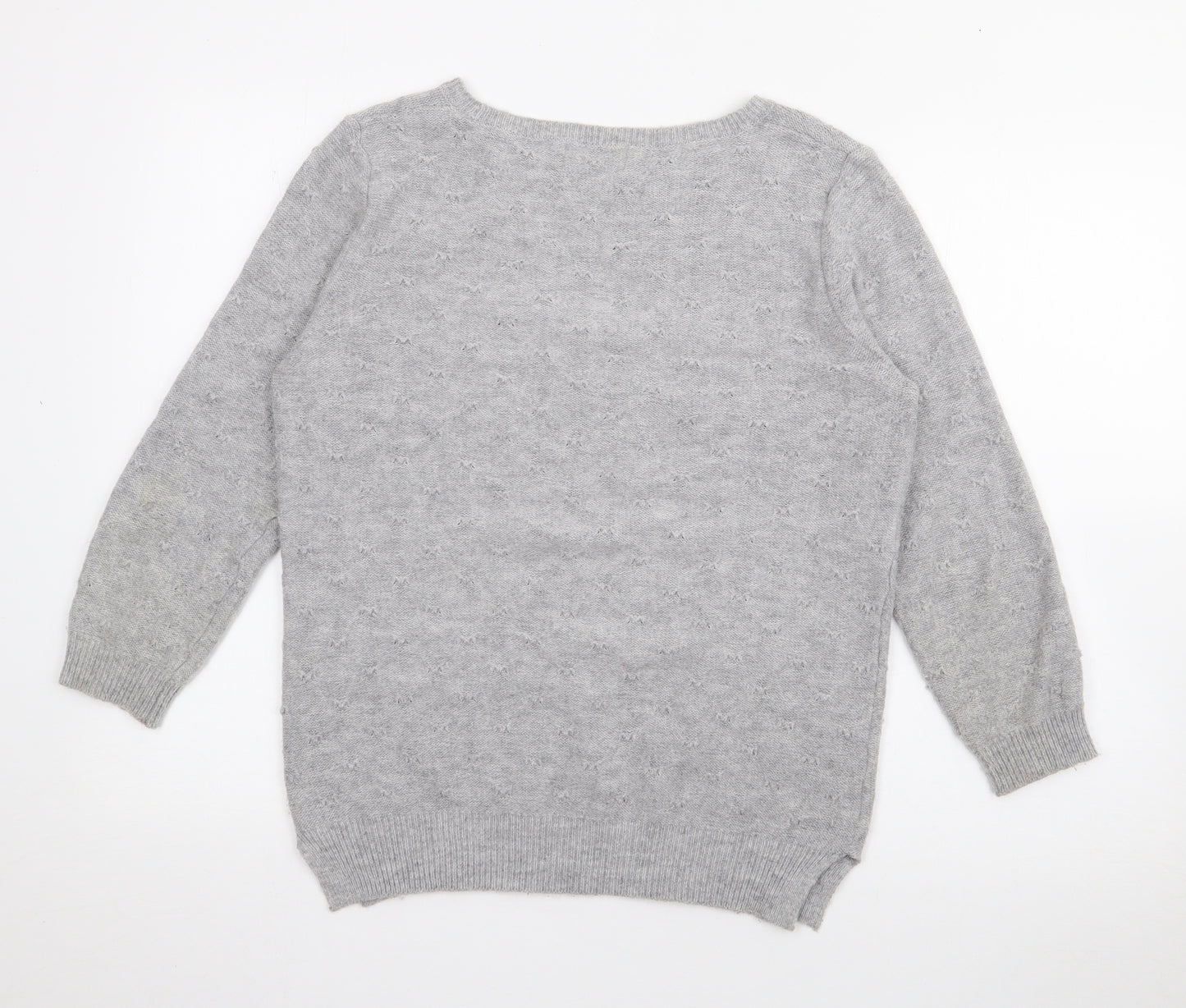 NEXT Womens Grey Boat Neck  Acrylic Pullover Jumper Size 10