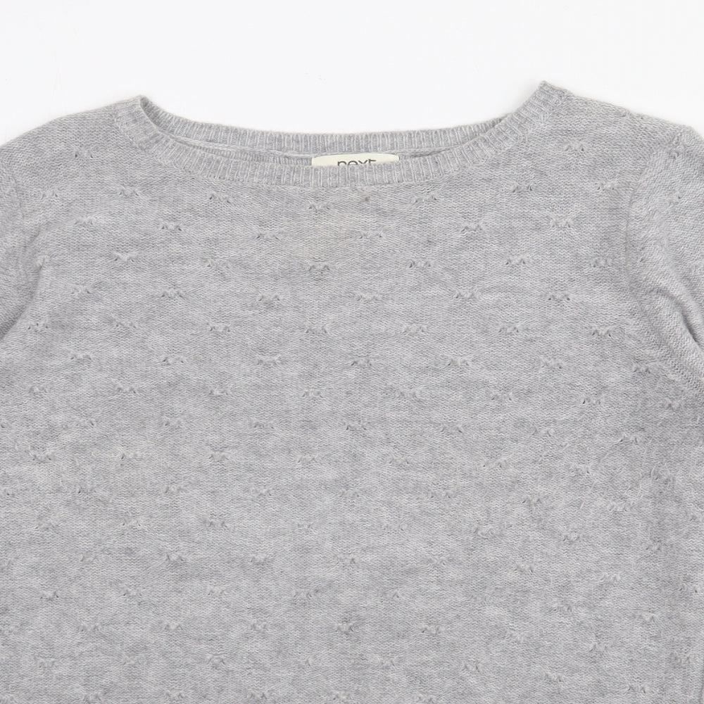 NEXT Womens Grey Boat Neck  Acrylic Pullover Jumper Size 10