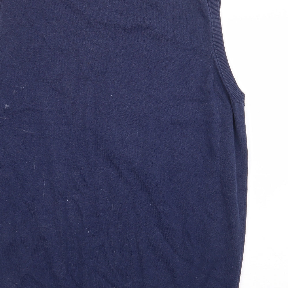 Hippo Mens Blue V-Neck Argyle/Diamond Cotton Pullover Jumper Size L