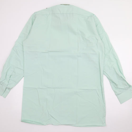 Preqworn Mens Green  Polyester  Button-Up Size 16 Collared Button