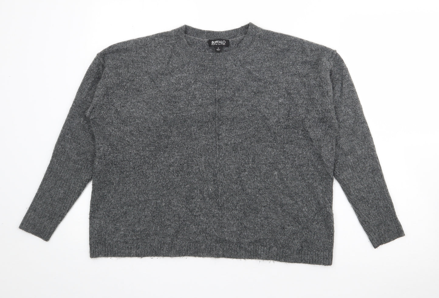 Buffalo Womens Grey Crew Neck  Acrylic Pullover Jumper Size M