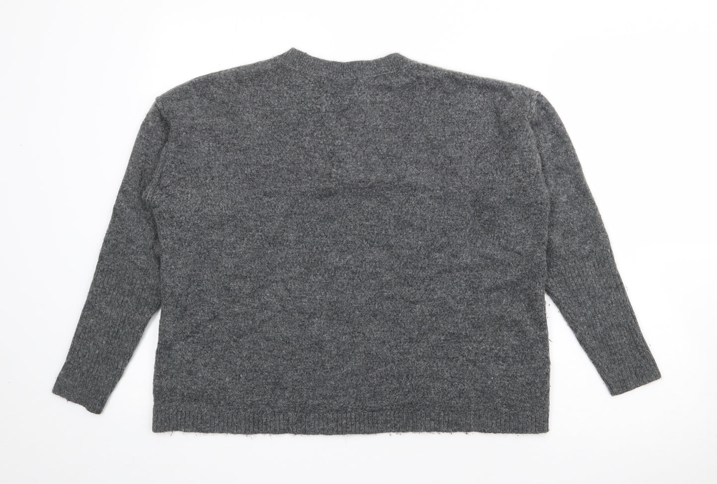 Buffalo Womens Grey Crew Neck  Acrylic Pullover Jumper Size M