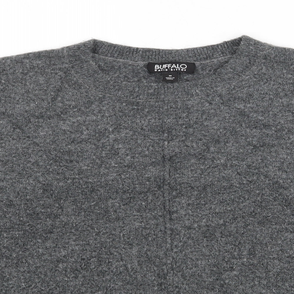 Buffalo Womens Grey Crew Neck  Acrylic Pullover Jumper Size M
