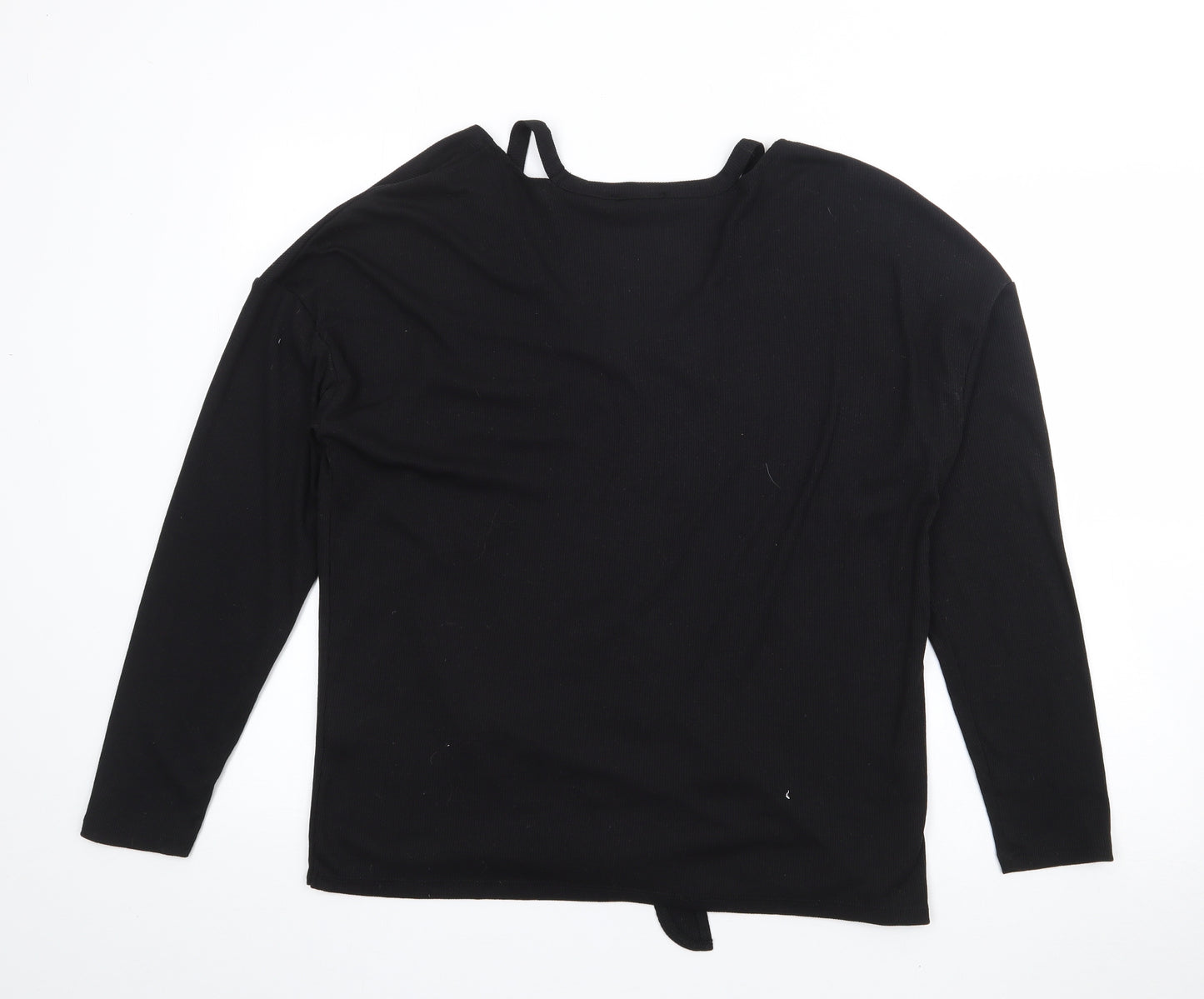 Papaya Womens Black V-Neck  Polyester Pullover Jumper Size 16