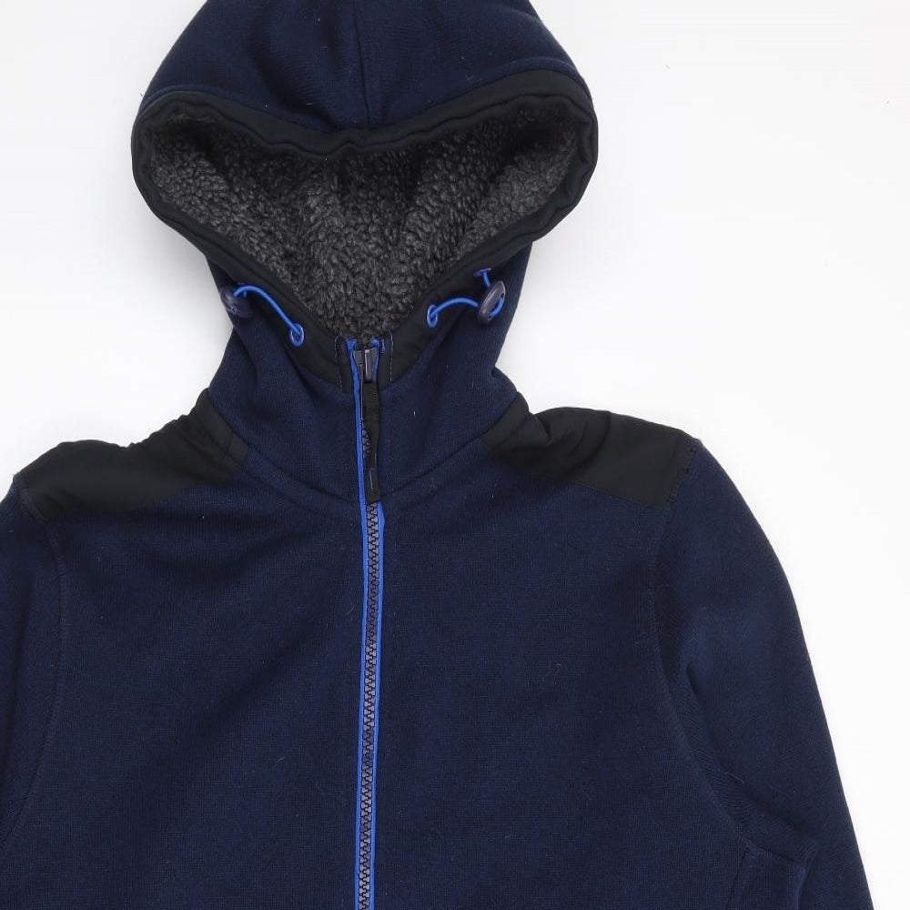 George Mens Blue  Polyester Full Zip Hoodie Size L