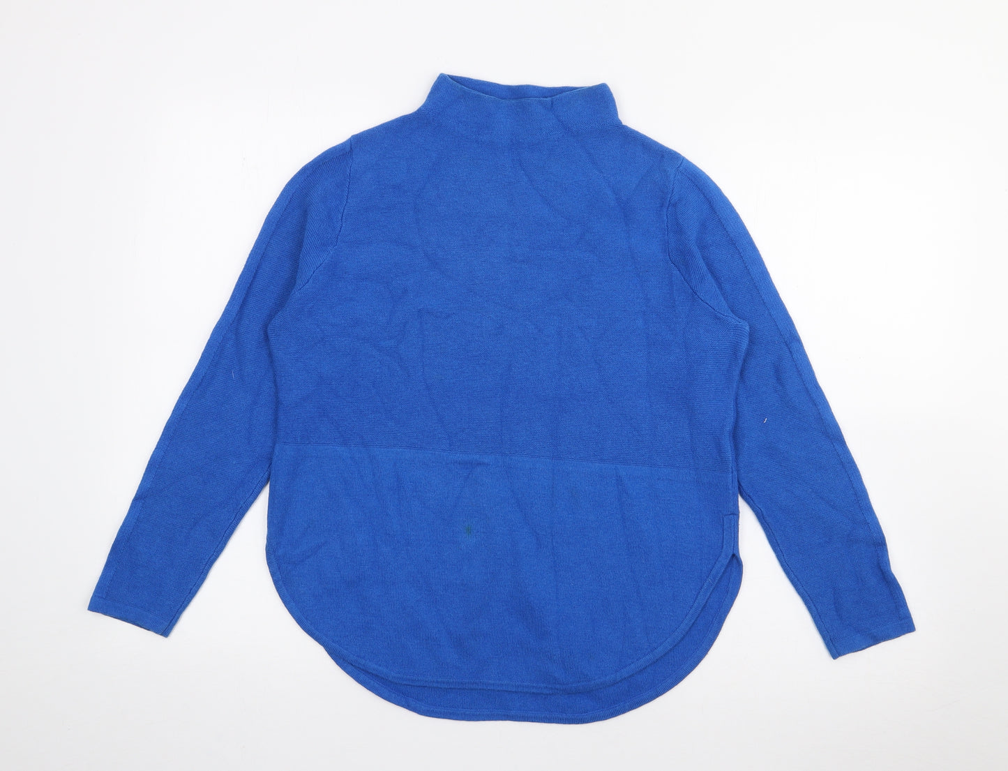 Marks and Spencer Womens Blue High Neck  Cotton Pullover Jumper Size 10