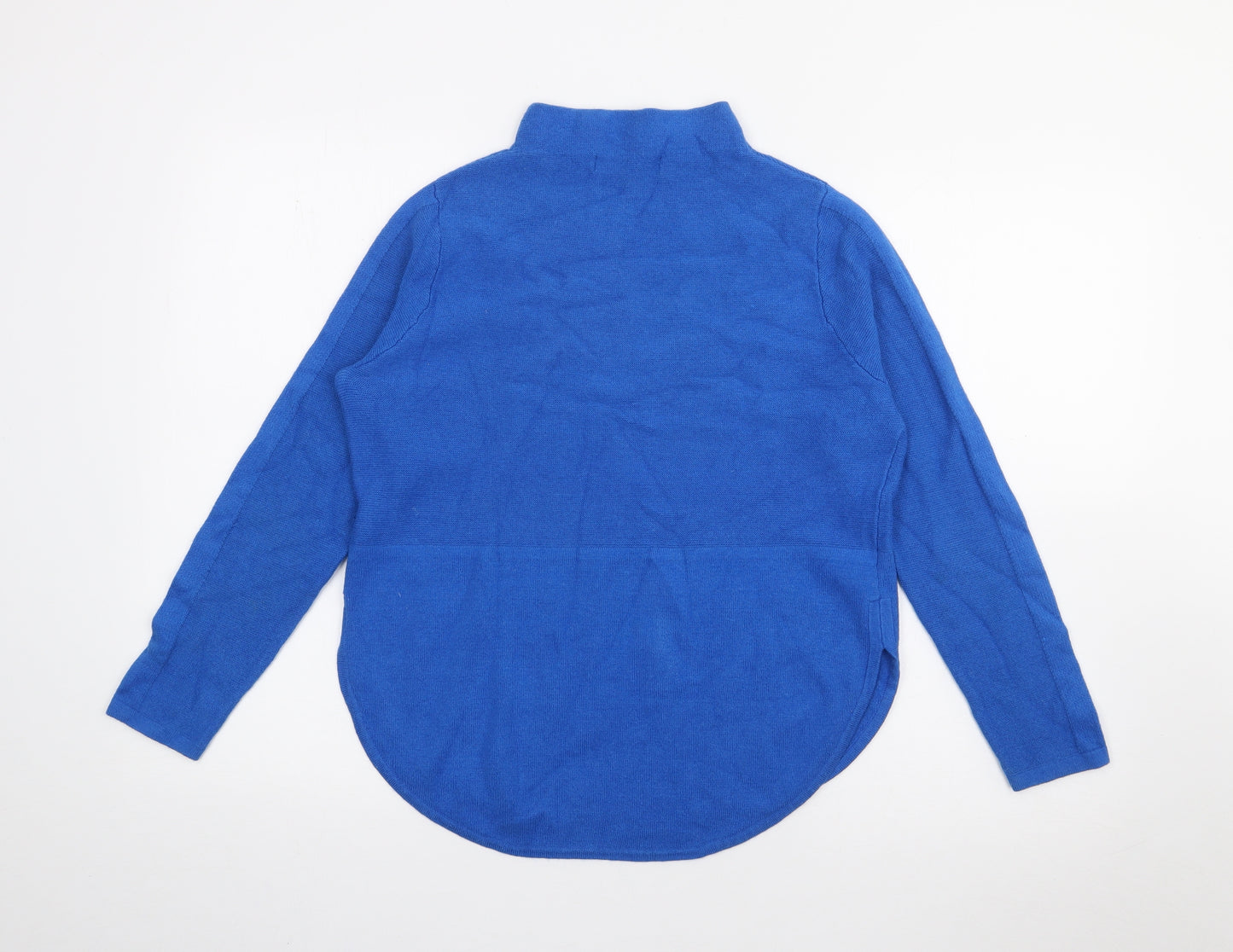 Marks and Spencer Womens Blue High Neck  Cotton Pullover Jumper Size 10