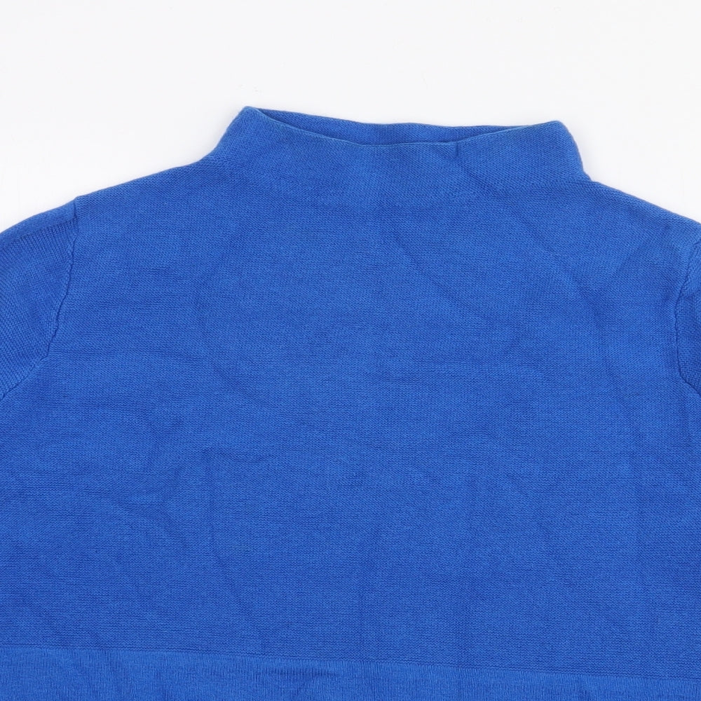 Marks and Spencer Womens Blue High Neck  Cotton Pullover Jumper Size 10