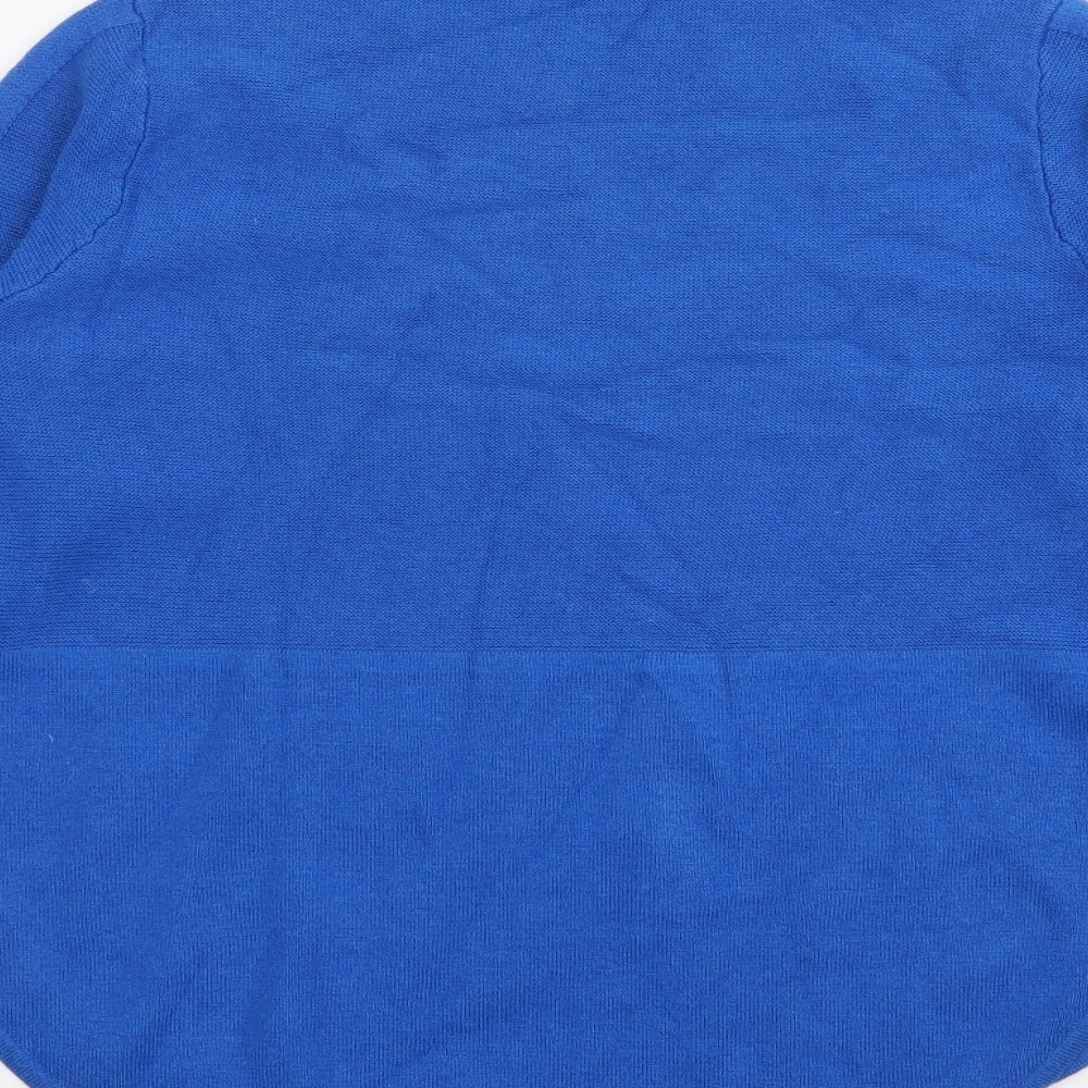 Marks and Spencer Womens Blue High Neck  Cotton Pullover Jumper Size 10