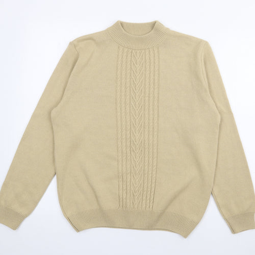 Riddella Womens Beige High Neck  Acrylic Pullover Jumper Size S