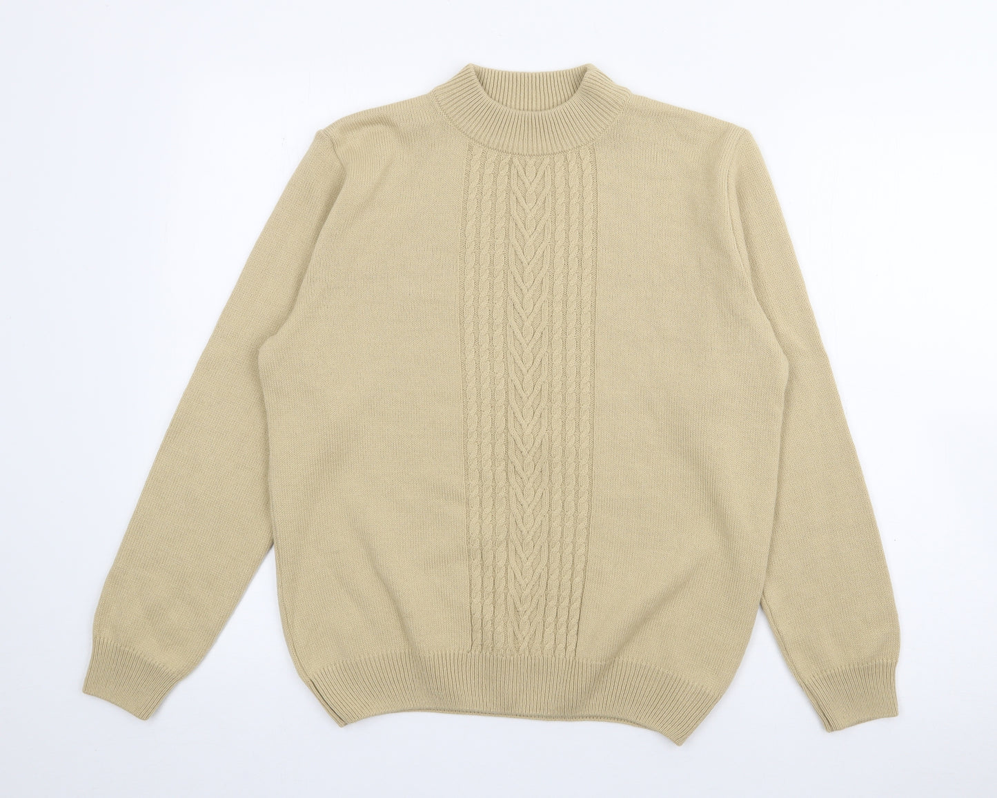 Riddella Womens Beige High Neck  Acrylic Pullover Jumper Size S