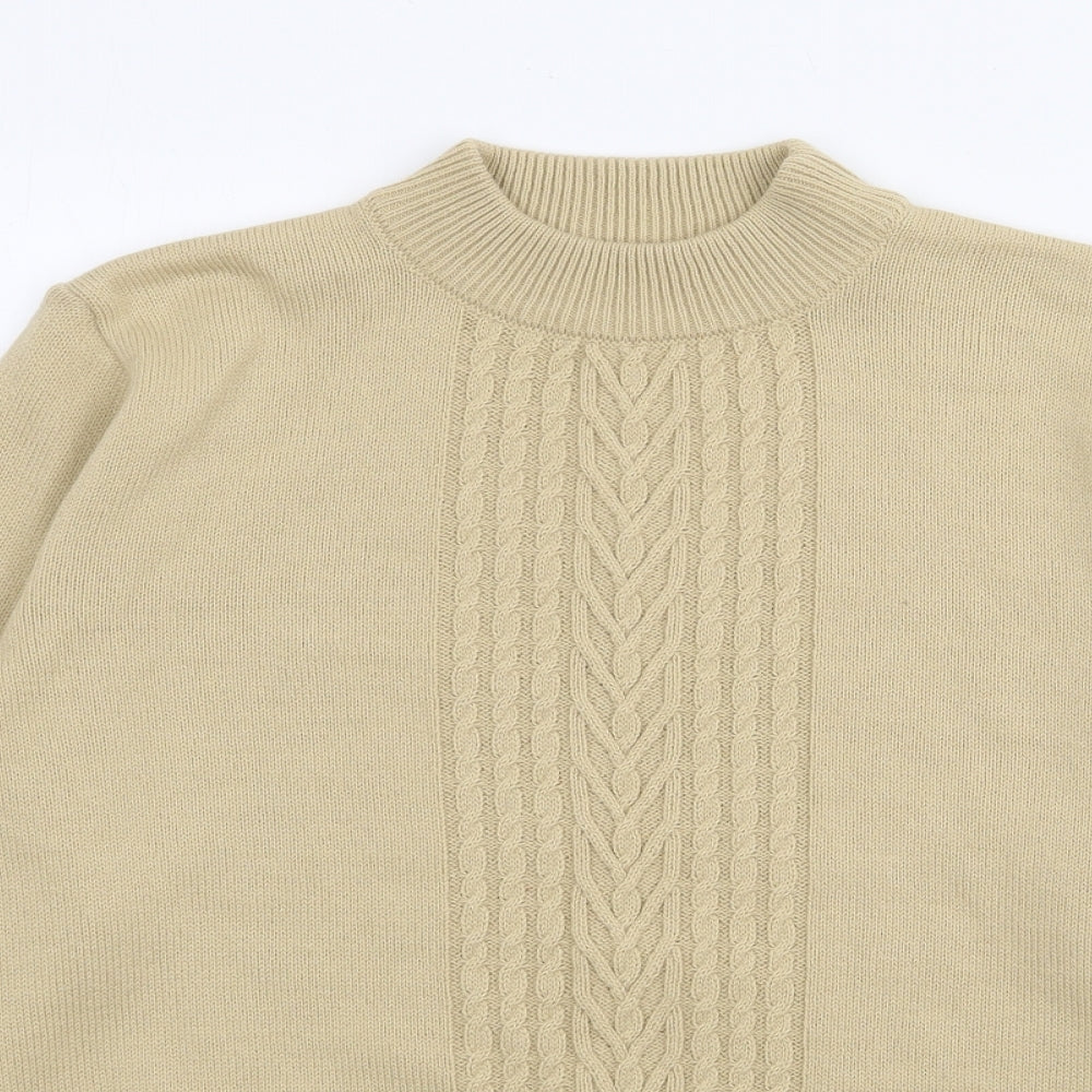Riddella Womens Beige High Neck  Acrylic Pullover Jumper Size S