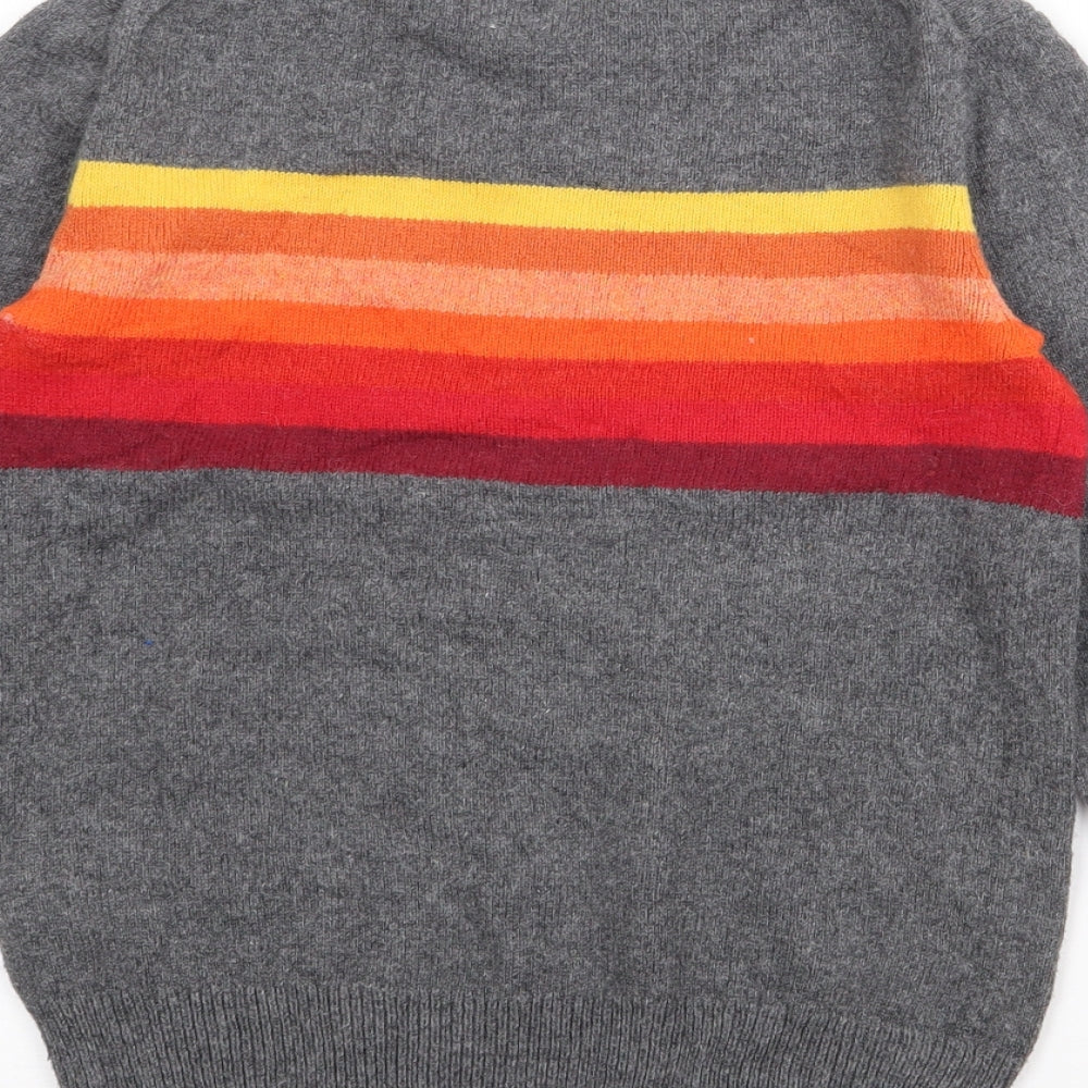 Gap Boys Grey Crew Neck Striped Cotton Pullover Jumper Size M