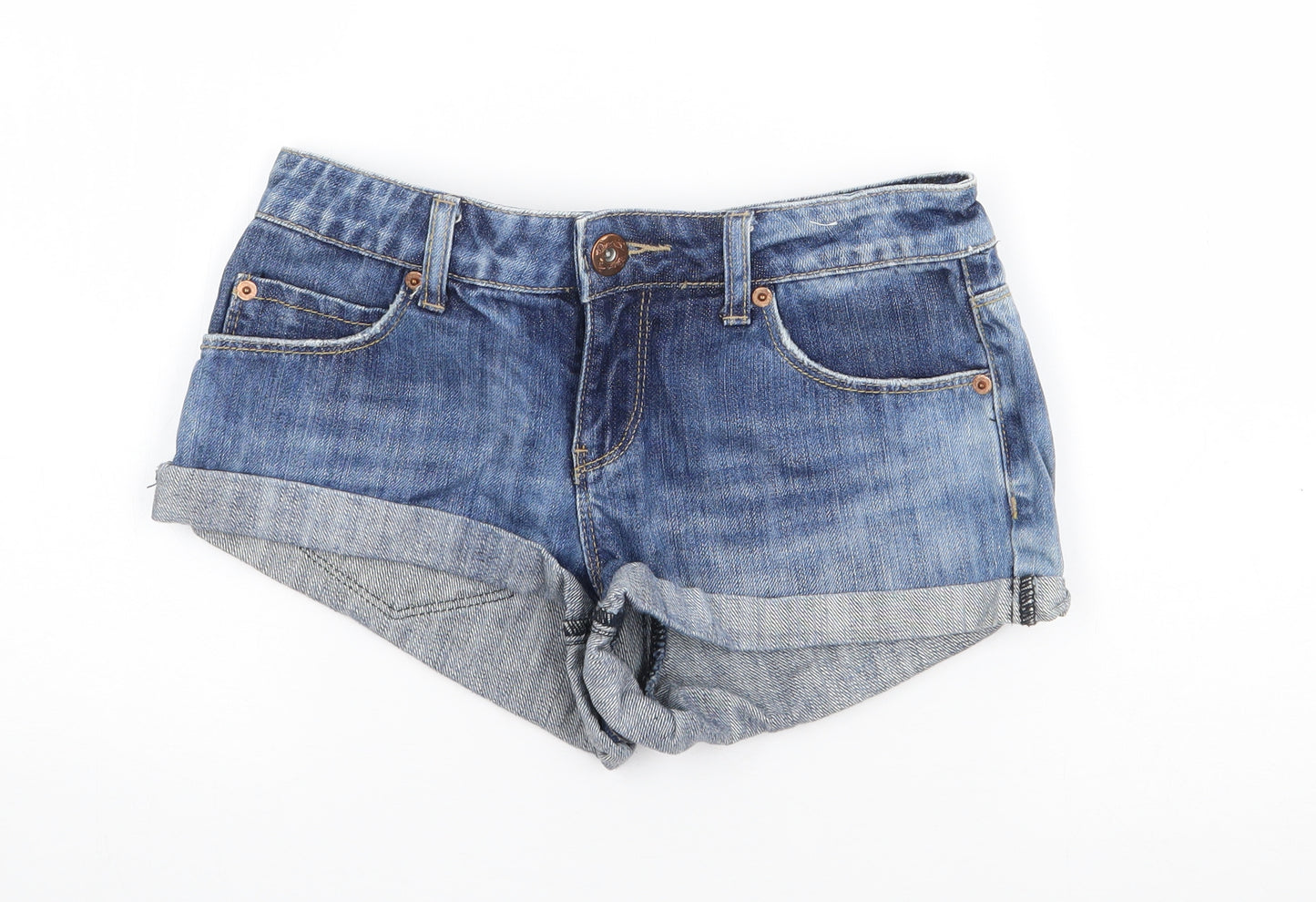Miss Selfridge Womens Blue  Cotton Hot Pants Shorts Size 8  Regular