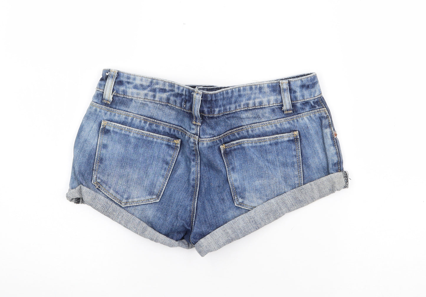 Miss Selfridge Womens Blue  Cotton Hot Pants Shorts Size 8  Regular