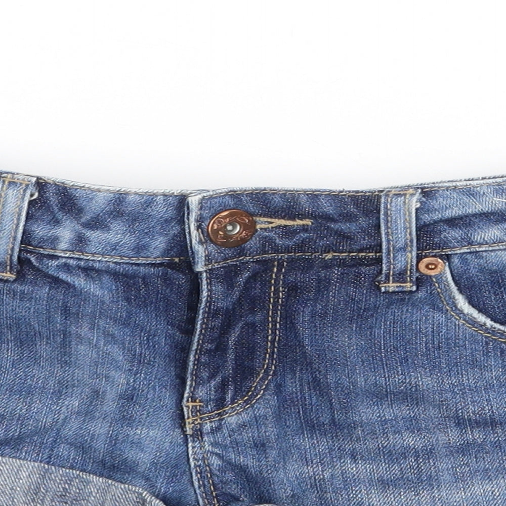 Miss Selfridge Womens Blue  Cotton Hot Pants Shorts Size 8  Regular