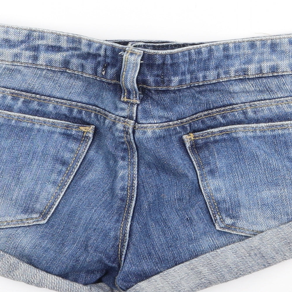 Miss Selfridge Womens Blue  Cotton Hot Pants Shorts Size 8  Regular