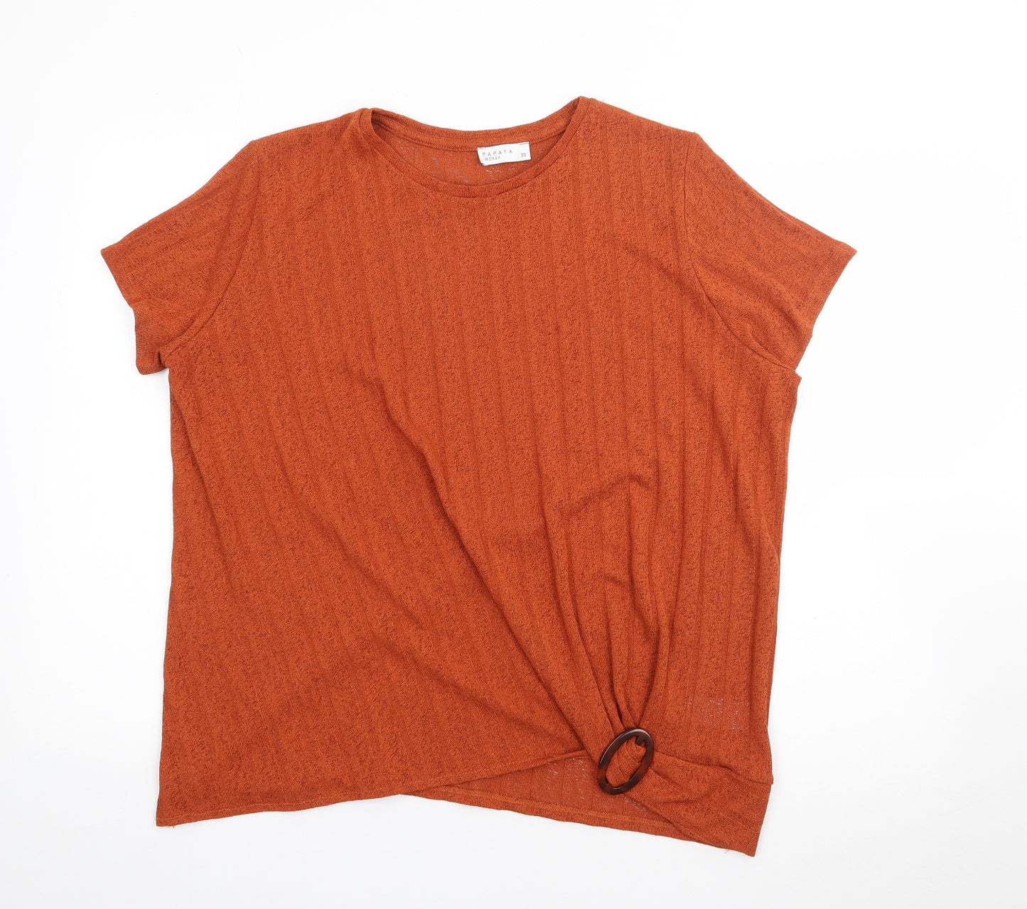 Papaya Womens Orange  Polyester Basic T-Shirt Size 20 Crew Neck