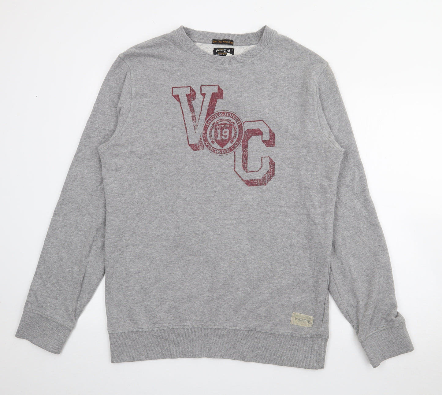 Vintage Cloth Mens Grey  Cotton Pullover Sweatshirt Size L