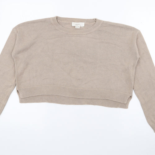 Forever 21  Womens Beige Crew Neck  Cotton Pullover Jumper Size M