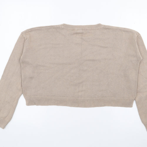 Forever 21  Womens Beige Crew Neck  Cotton Pullover Jumper Size M