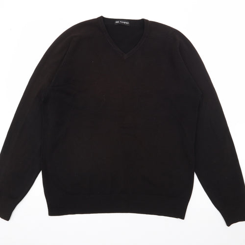 Autograph Mens Brown V-Neck  Acrylic Pullover Jumper Size M