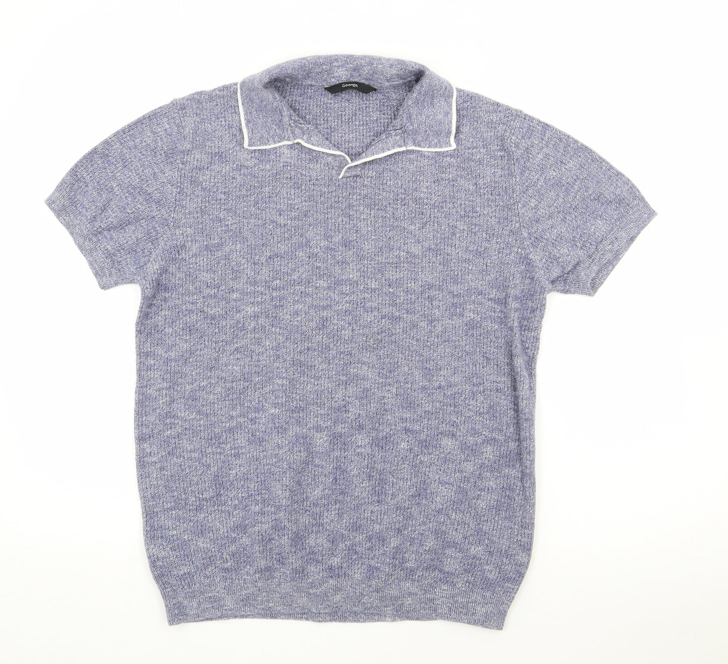 George Womens Blue  Cotton Basic Polo Size M Collared