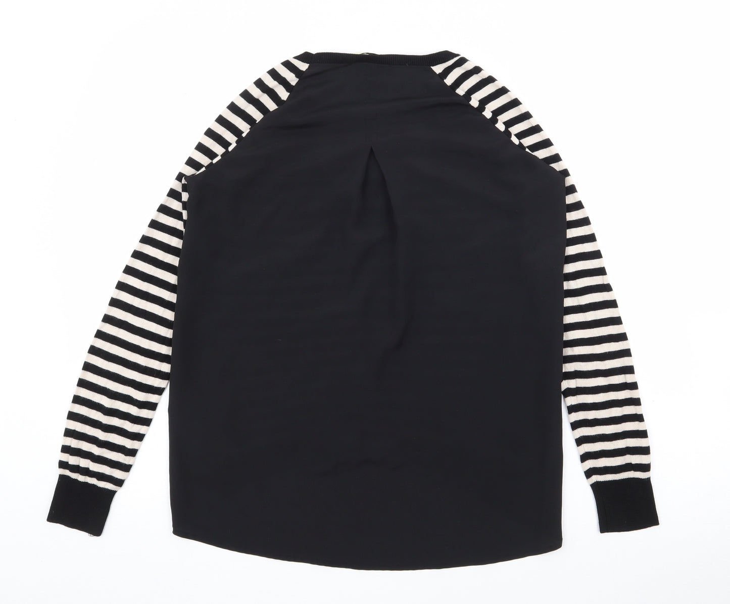 Oasis Womens Black Striped Viscose Basic Blouse Size S Square Neck