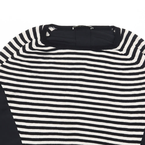 Oasis Womens Black Striped Viscose Basic Blouse Size S Square Neck