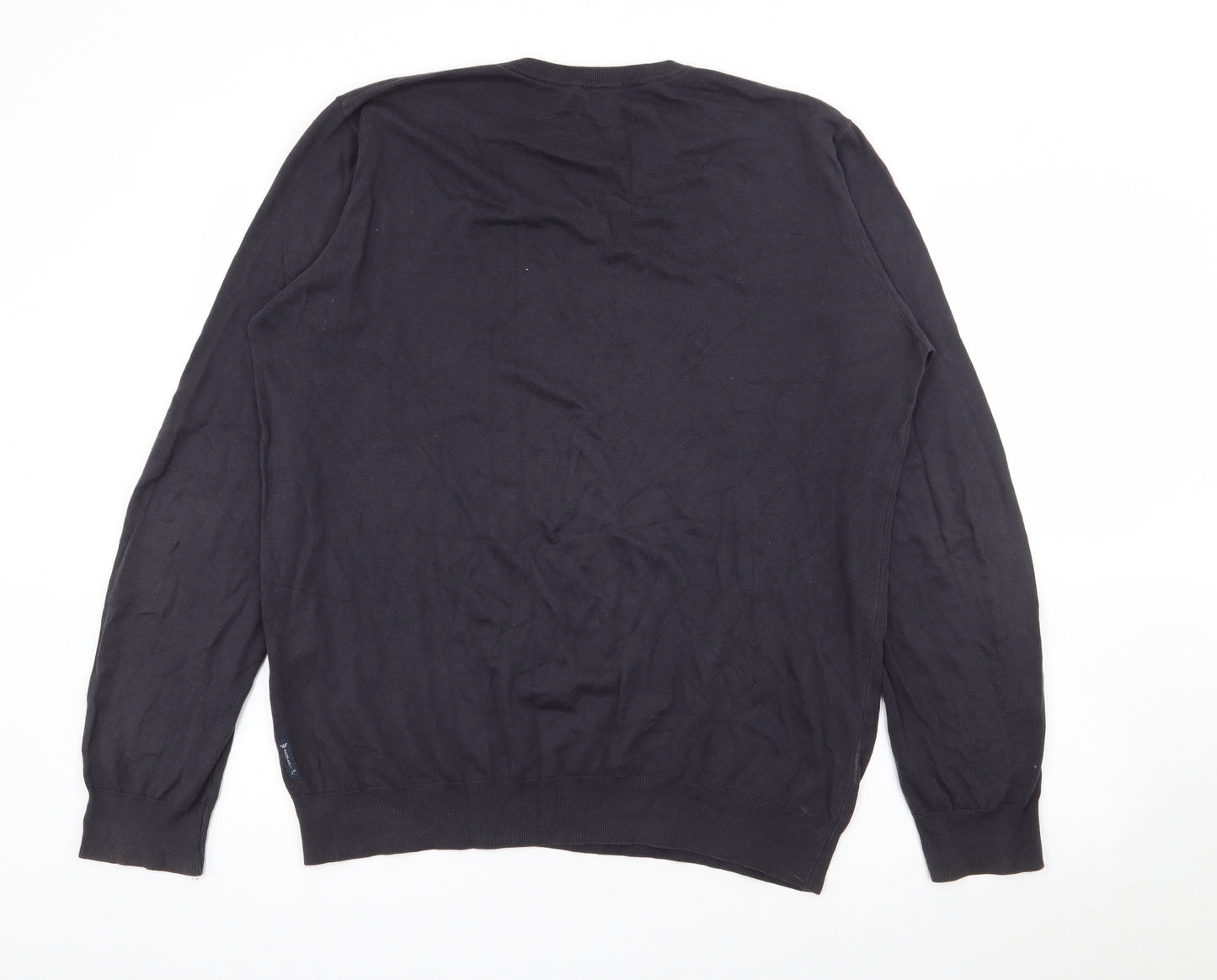 Armani Jeans Mens Grey V-Neck  Cotton Pullover Jumper Size 2XL
