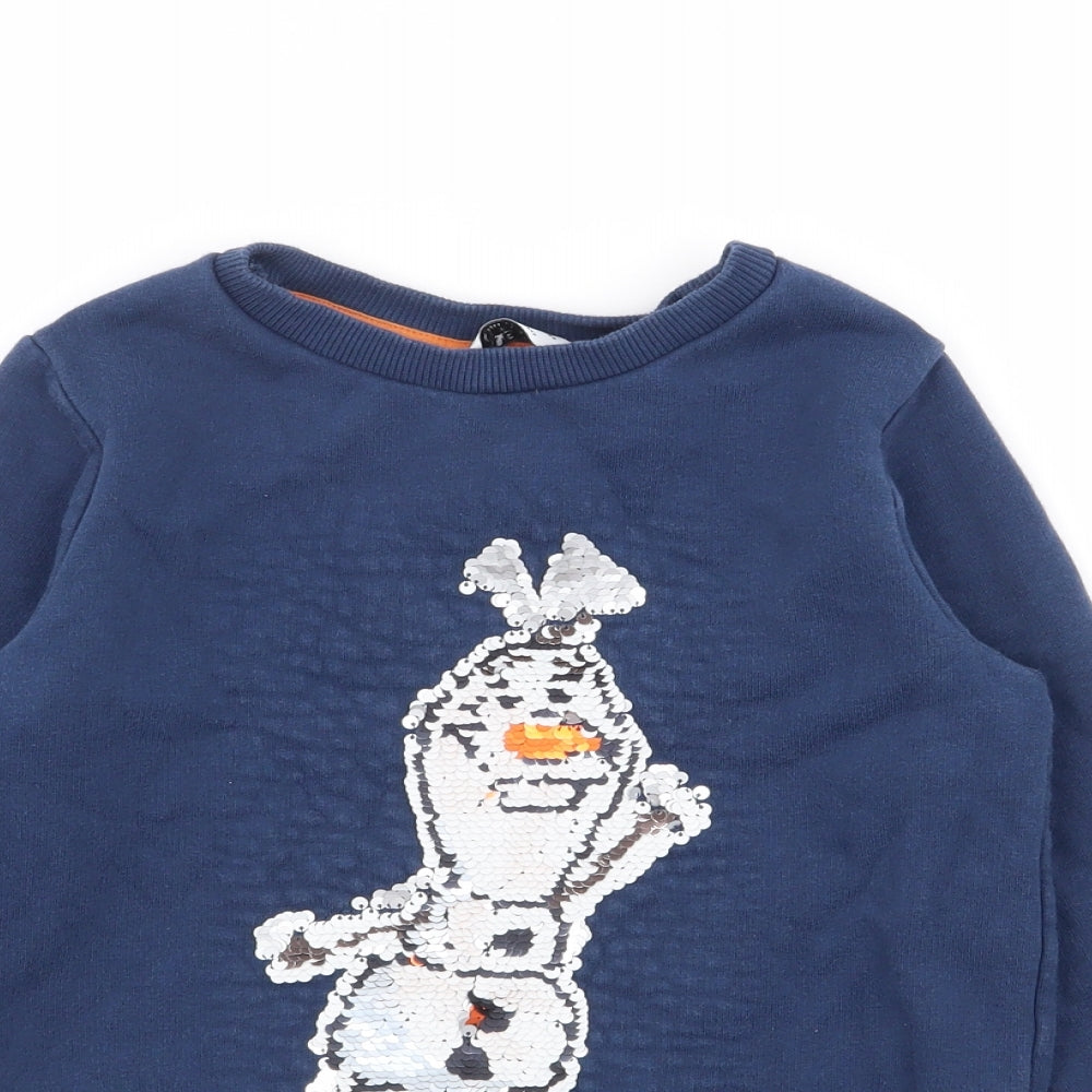Marks and Spencer Boys Beige  Cotton Pullover Sweatshirt Size 5-6 Years   - Olaf Frozen