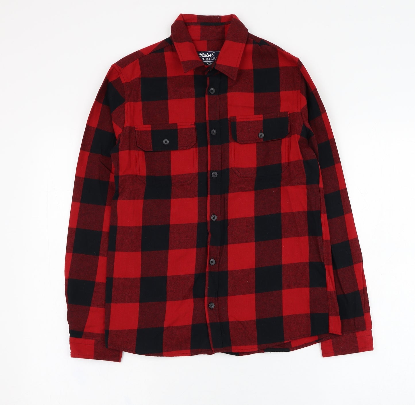 Primark Boys Red Check Cotton Basic Button-Up Size 12-13 Years Collared Button