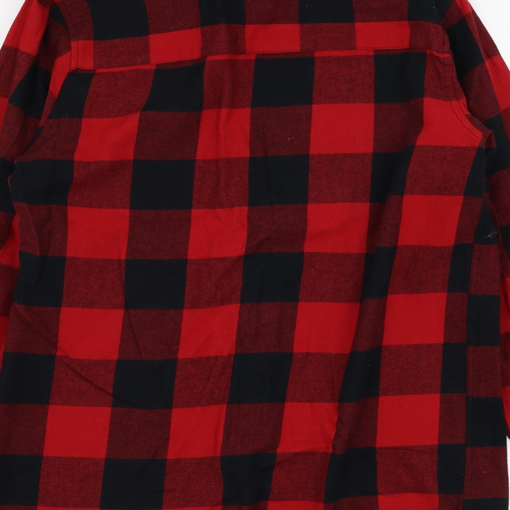 Primark Boys Red Check Cotton Basic Button-Up Size 12-13 Years Collared Button