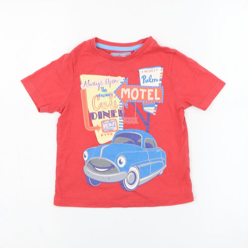 TU Boys Red  Cotton Basic T-Shirt Size 18-24 Months Round Neck Pullover - Drive Through