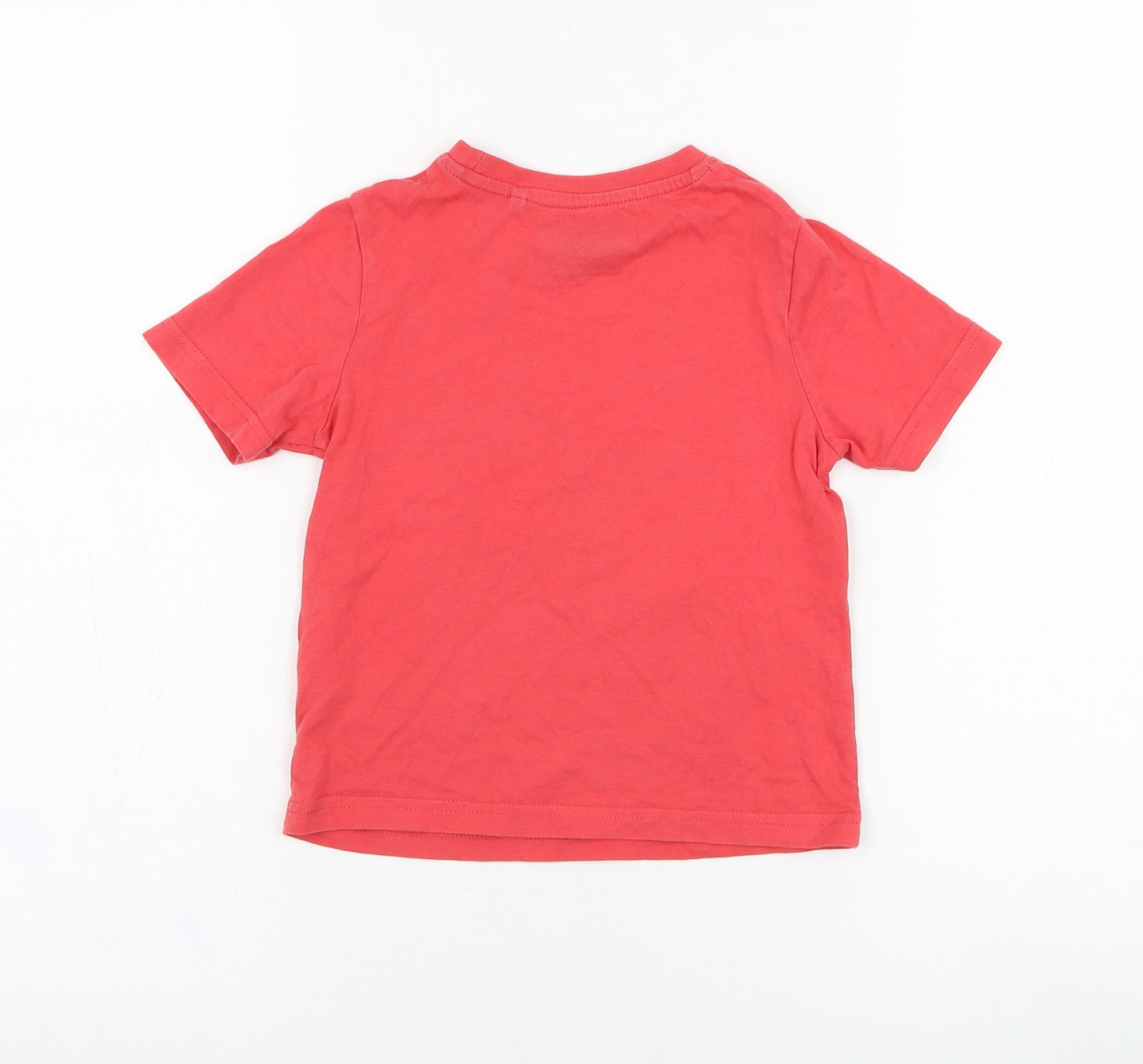 TU Boys Red  Cotton Basic T-Shirt Size 18-24 Months Round Neck Pullover - Drive Through