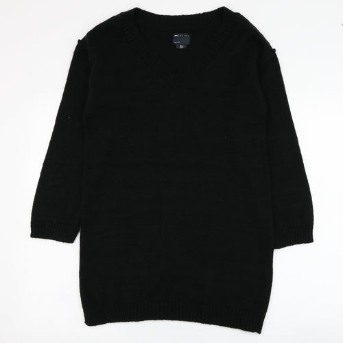 ASOS Womens Black V-Neck  Acrylic Pullover Jumper Size 6