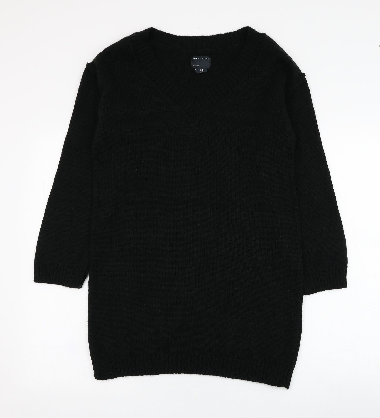 ASOS Womens Black V-Neck  Acrylic Pullover Jumper Size 6