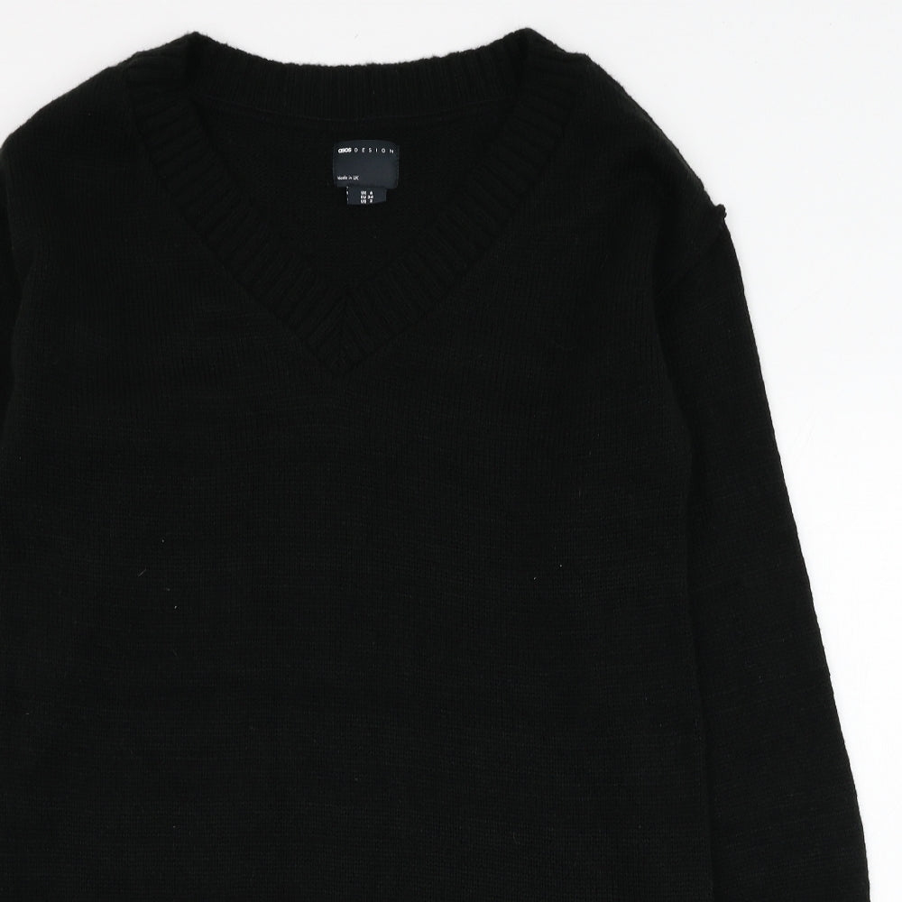 ASOS Womens Black V-Neck  Acrylic Pullover Jumper Size 6