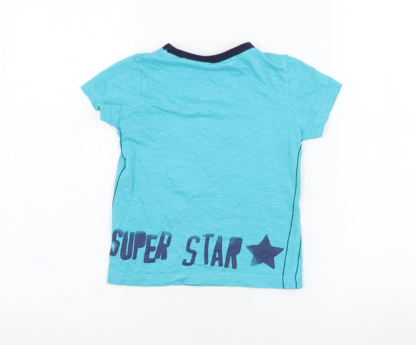 NEXT Boys Blue  Cotton Basic T-Shirt Size 2-3 Years Round Neck Pullover - Star