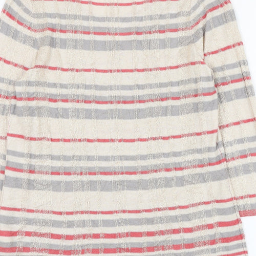 Bonmarché Womens Beige Round Neck Striped Viscose Pullover Jumper Size 12