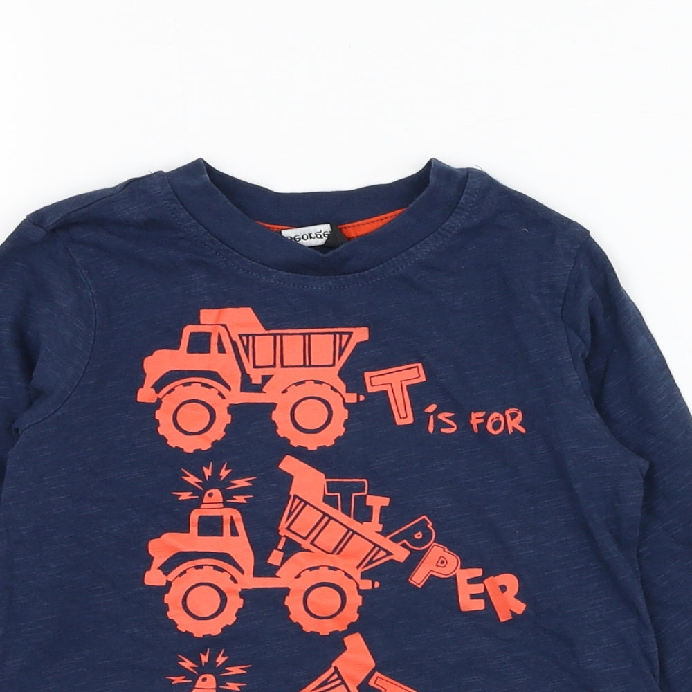 George Boys Blue  Cotton Basic T-Shirt Size 2-3 Years Round Neck Pullover - Truck