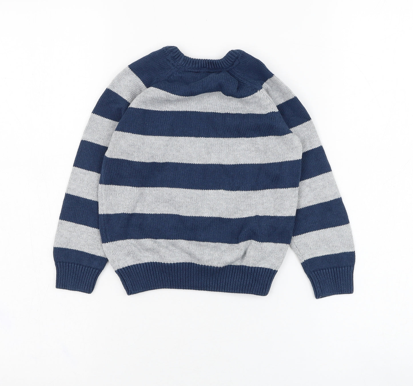 Preworn Boys Blue Round Neck Striped Polyester Pullover Jumper Size 2-3 Years  Pullover - Thomas The Tank