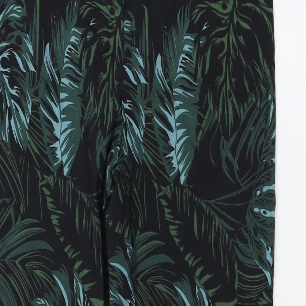F&F Womens Black Floral Viscose Carrot Trousers Size 6 L28 in Regular Zip
