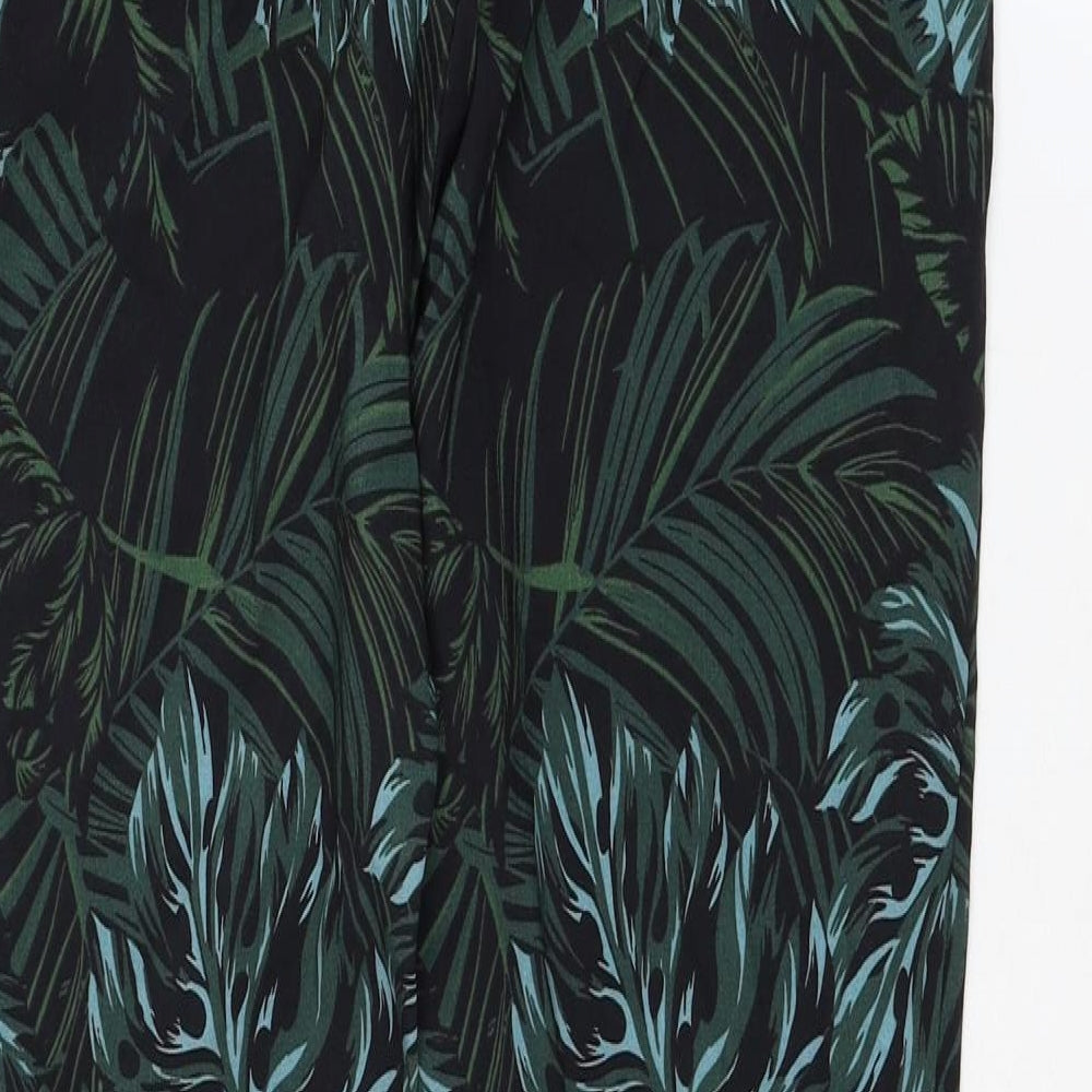 F&F Womens Black Floral Viscose Carrot Trousers Size 6 L28 in Regular Zip