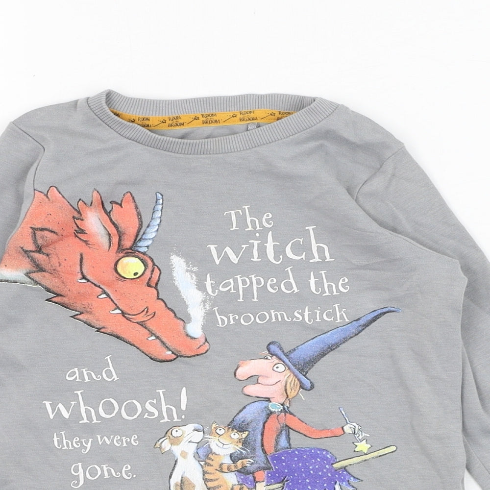 NEXT Girls Grey  Cotton Pullover Sweatshirt Size 2-3 Years  Pullover - Room on the Broom