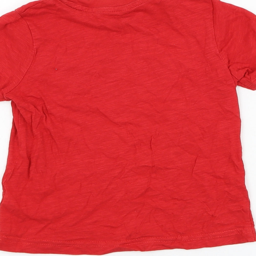 George Girls Red  Cotton Basic T-Shirt Size 2-3 Years Round Neck Pullover - Hey Dude