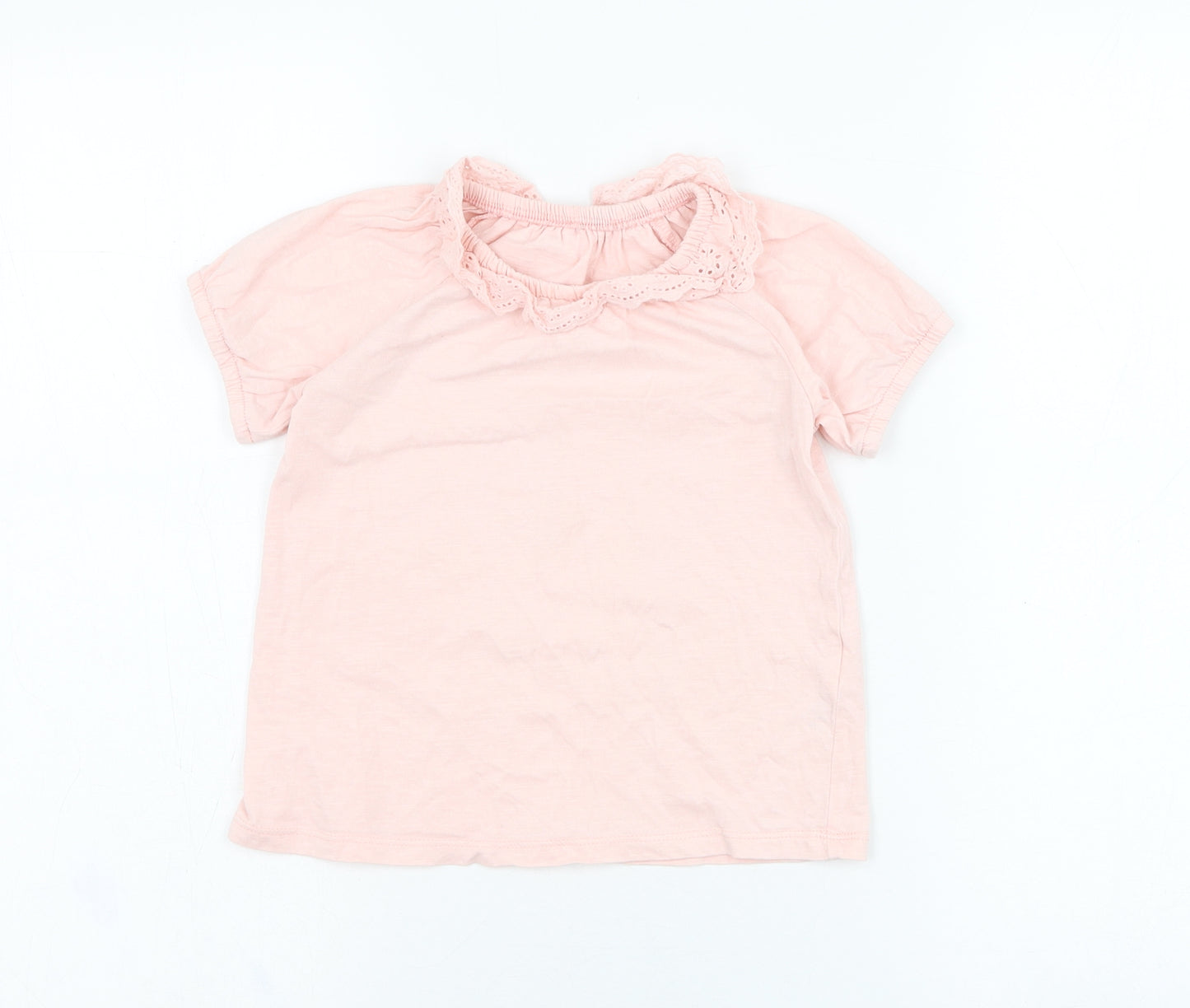 Matalan Girls Pink  Cotton Basic T-Shirt Size 3-4 Years Round Neck Pullover