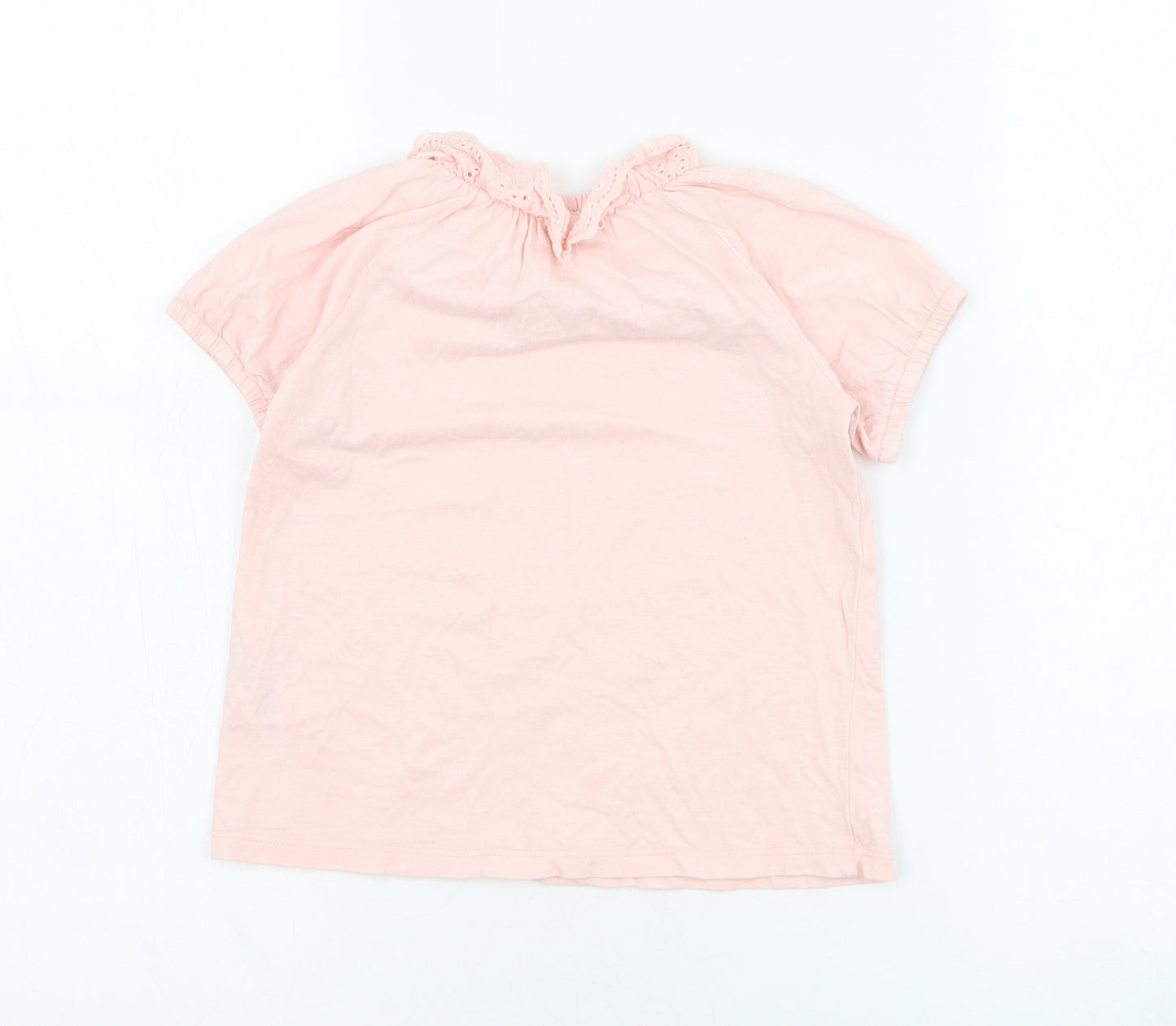 Matalan Girls Pink  Cotton Basic T-Shirt Size 3-4 Years Round Neck Pullover