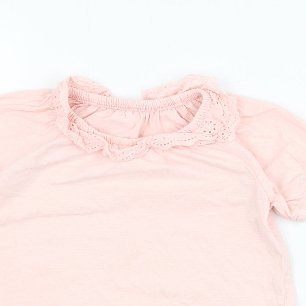 Matalan Girls Pink  Cotton Basic T-Shirt Size 3-4 Years Round Neck Pullover