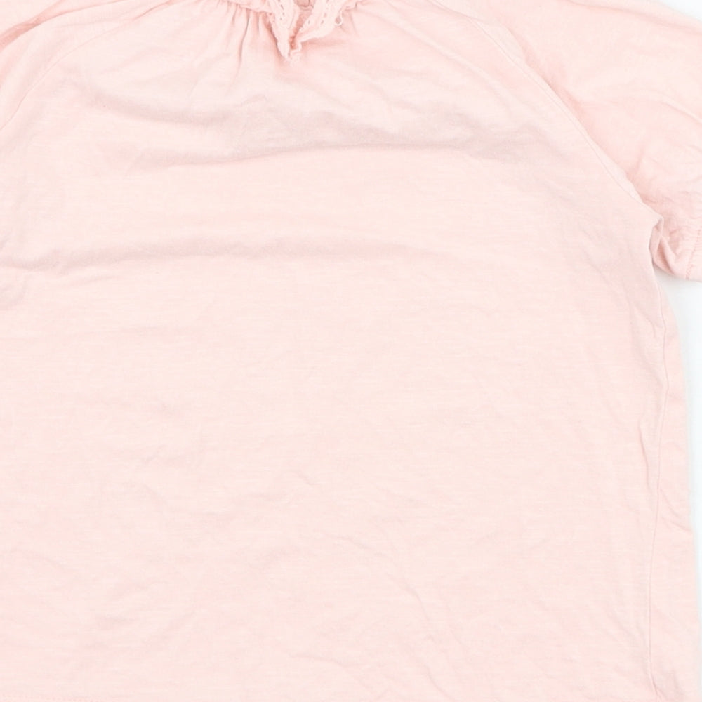 Matalan Girls Pink  Cotton Basic T-Shirt Size 3-4 Years Round Neck Pullover